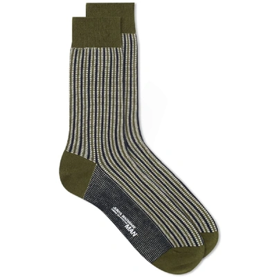 Junya Watanabe Man Jacquard Stripe Sock In Green