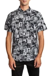 RVCA GRAYSCALE SHORT SLEEVE BUTTON-UP SHIRT,M505VRGS