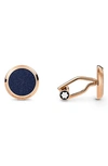 Montblanc Stainless Steel And Blue Goldstone Meisterstück Cufflinks In Rose Stainless Steel