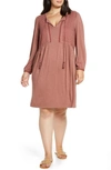 DANIEL RAINN EMBROIDERED LONG SLEEVE KNIT DRESS,DX51693KNS