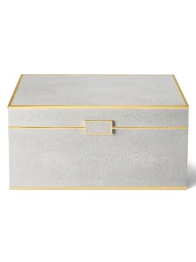 Aerin Luxe Shagreen Leather Jewelry Box In Dove