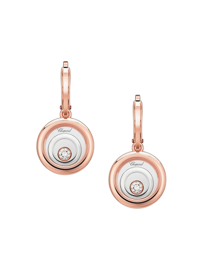 Chopard Happy Spirit 18k Rose Gold, 18k White Gold & Diamond Drop Earrings