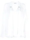 Tibi Shirred Draped Blouse In White