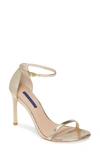 Stuart Weitzman Nudistsong Ankle Strap Sandal In Platino Nappa