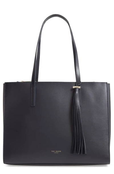 Ted Baker Large Narissa Leather Tote In Dark Blue