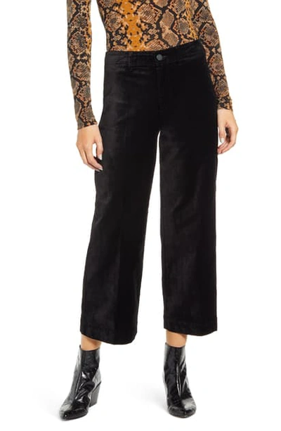 Paige Nellie High Waist Crop Culotte Jeans In Black