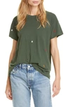 The Great The Boxy Embroidered Crewneck Tee In Clover