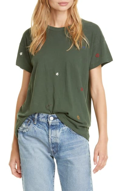 The Great The Boxy Embroidered Crewneck Tee In Clover