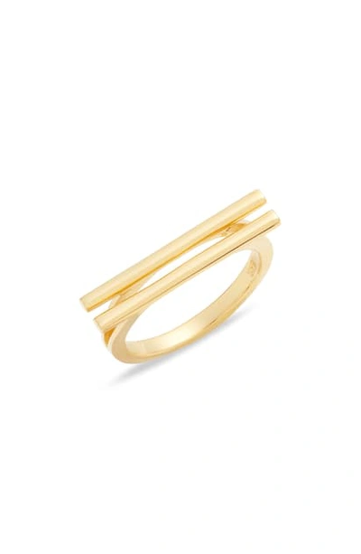 Argento Vivo Double Bar Ring In Gold