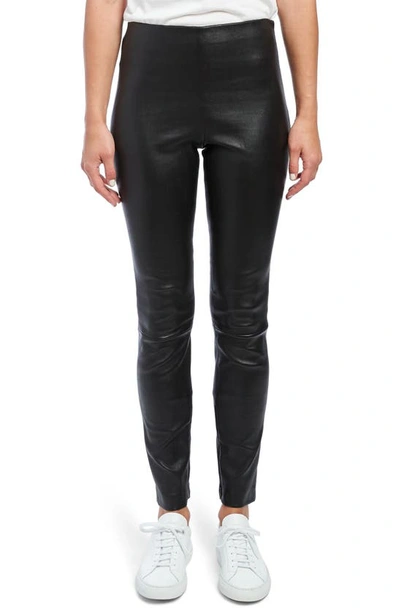 Theory Stretch-leather Leggings In Black