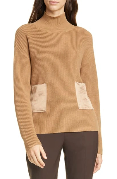 Hugo Boss Faonia Cotton & Cashmere Sweater In Camel