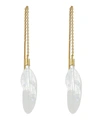 GRAINNE MORTON GOLD-PLATED THREAD THROUGH FEATHER MOTHER OF PEARL DROP EARRINGS,000626586