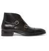 Tom Ford Kensington Pebble-grain Leather Monk-strap Boots In Black