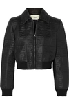 FENDI CROPPED EMBOSSED LEATHER JACKET,01e27ae6-4c8f-39c3-2642-4590fb5c1bff