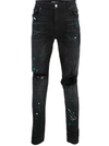 Amiri Black Men's Paint Splatter Distressed Jeans In Black
