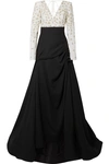 BURNETT NEW YORK RUCHED EMBELLISHED TULLE AND CREPE GOWN,77e67813-8943-dd35-4b34-2eac0e4d1528