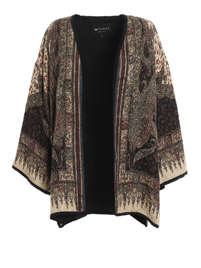 Etro Paisley Patterned Damask Kimono Jacket In Black