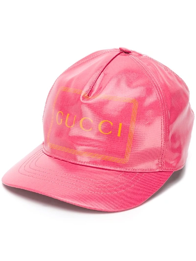Gucci High-shine Logo Baseball Cap In Pink