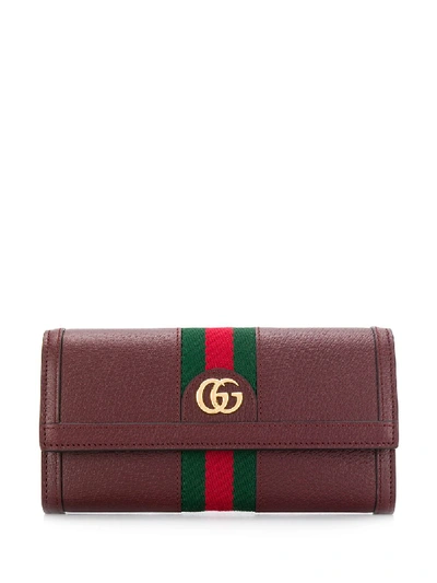 Gucci Web Logo Wallet In 6673 Red