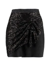 Pinko Sequined-front Denim Mini Skirt In Black