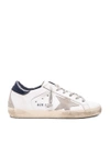 Golden Goose 20mm Super Star Ponyskin Tongue Sneakers In White & Blue