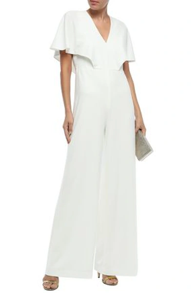 Halston Heritage Halston Woman Draped Stretch-crepe Wide-leg Jumpsuit Ivory