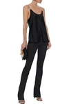 TOM FORD TOM FORD WOMAN LEATHER-TRIMMED LOW-RISE SLIM-LEG JEANS BLACK,3074457345620842880