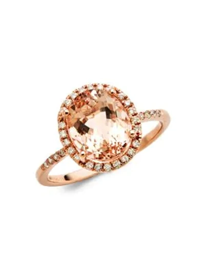 Saks Fifth Avenue Women's 14k Rose Gold Diamond & Morganite Ring/size 7
