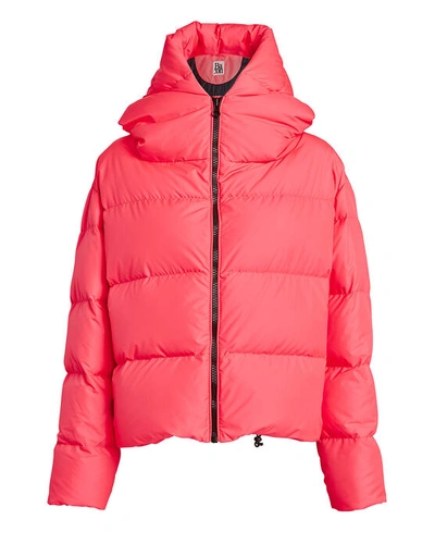 Bacon Cloud Hooded Puffer Jacket In Pink