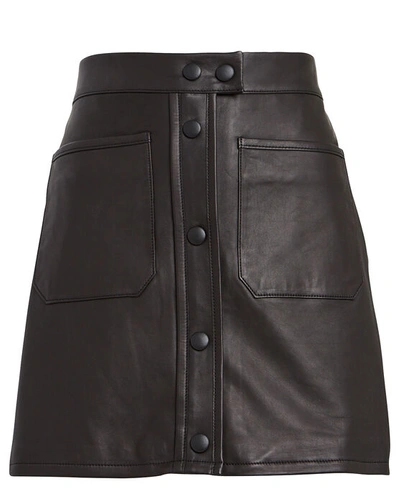 Frame Leather Patch-pocket Mini Skirt In Black
