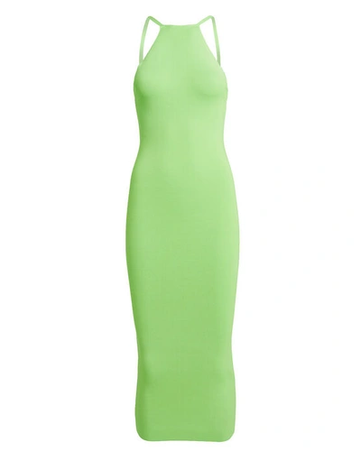 Alix Jay Bandage Rib Knit Dress In Neon Green