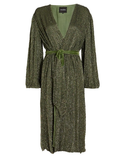 Retroféte Retrofête Audrey Sequin Wrap Dress In Green