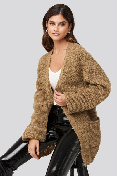 Adorable Caro X Na-kd Oversized Pocket Cardigan - Brown