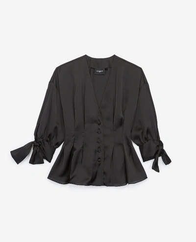 The Kooples Oversized Black Shirt With Bow Sleeves