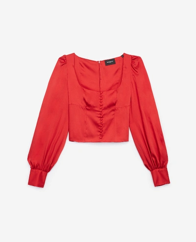 The Kooples Red Bustier Top With Long Sleeves In Rot
