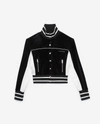 THE KOOPLES SPORT CROPPED BLACK VELVET JACKET WITH INSIGNIA
