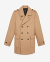 THE KOOPLES CAMEL DOUBLE BREASTED WOOL COAT HORN BUTTONS