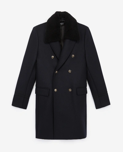 The Kooples Navy Blue Wool Coat With Gold Buttons