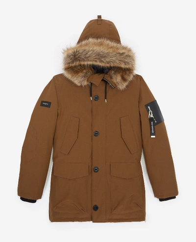The Kooples Camel Parka With Faux Fur Hood