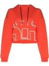 P.e Nation Restart Raw-edge Logo Pullover Hoodie In Red