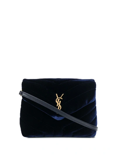 Saint Laurent Velvet Cross-body Bag In Blue