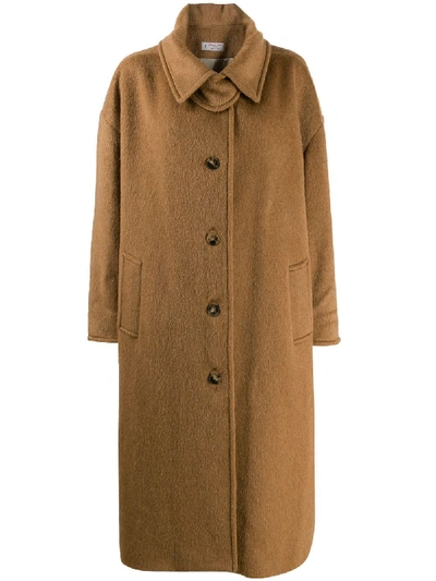 Alberto Biani Oversized Single-breasted Coat In Brown