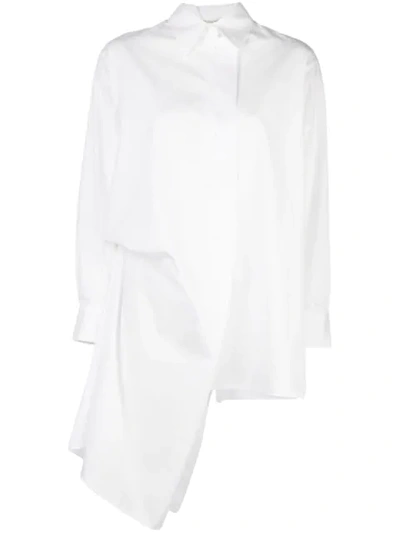 Yohji Yamamoto Asymmetric Cotton Coat In White