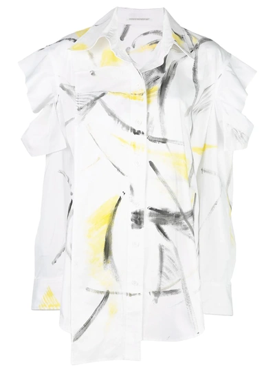 Yohji Yamamoto Paintstroke Print Shirt In White