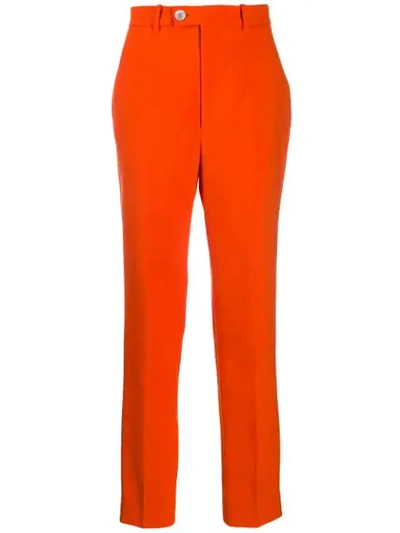 Gucci High Waist Wool Blend Gabardine Trousers In Orange