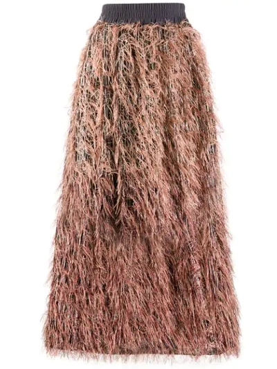 Fabiana Filippi Asymmetric Feathered Skirt In Black