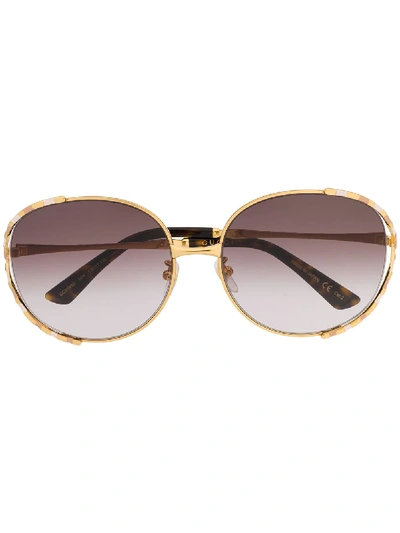 Gucci Runde Oversized-sonnenbrille In Gold