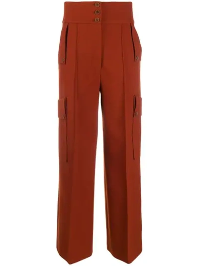 Stella Mccartney High-waisted Wide-leg Trousers In Brown