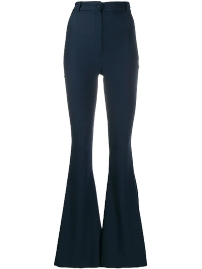 Hebe Studio High Waist Flared Leg Trousers In Blue