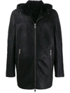 DROME LEATHER HOODED COAT